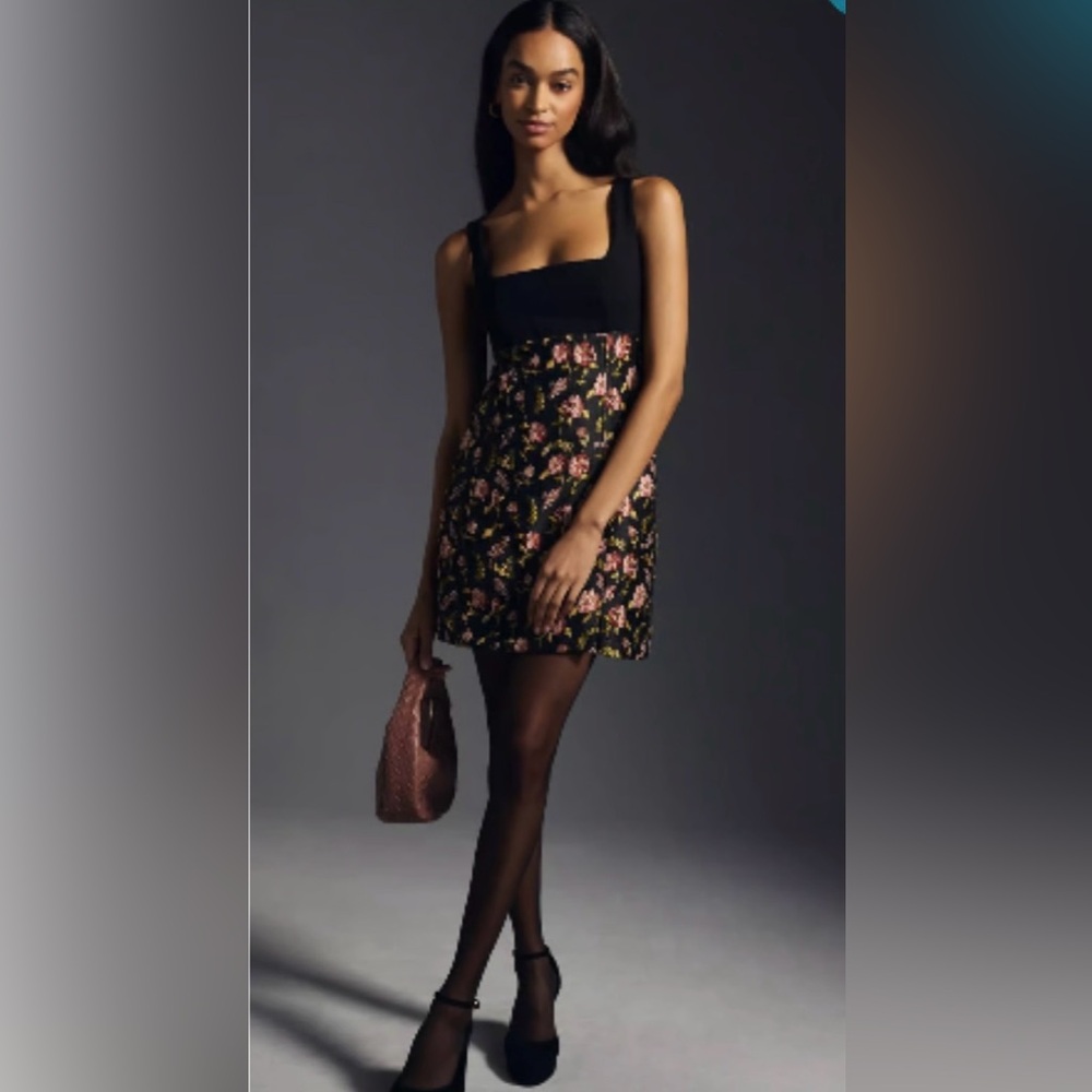 Anthropologie | Maeve Floral Brocade Mini  Dress